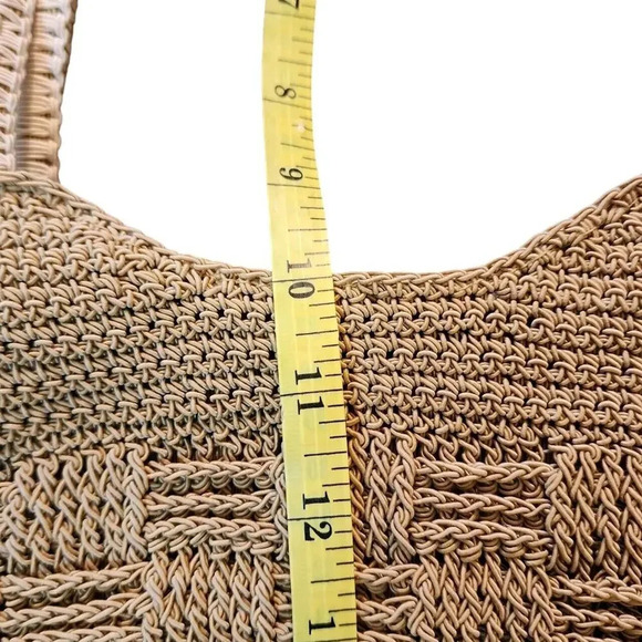 Stone Mountain Tan Weave Shoulder Bag Purse - Picture 6 of 10